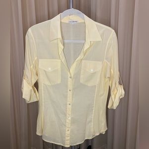 James Perse Standard Button Up Top Yellow Size 3